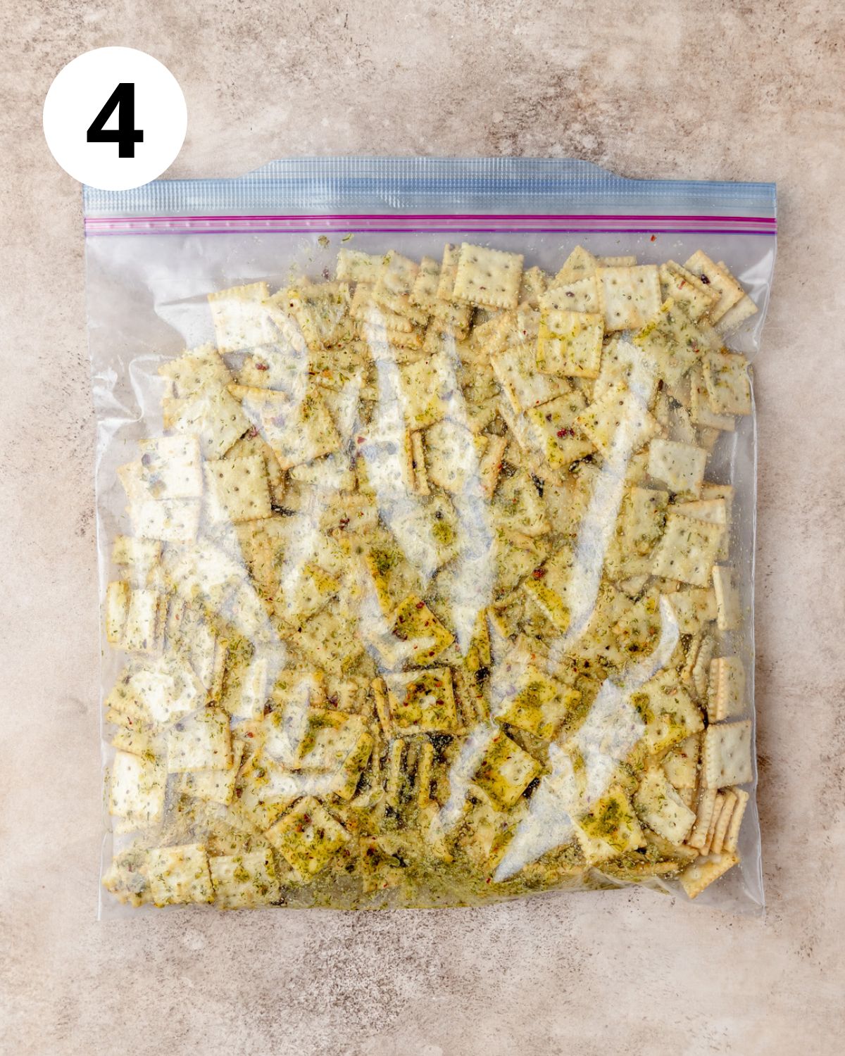 seasoned mini saltines in bag.
