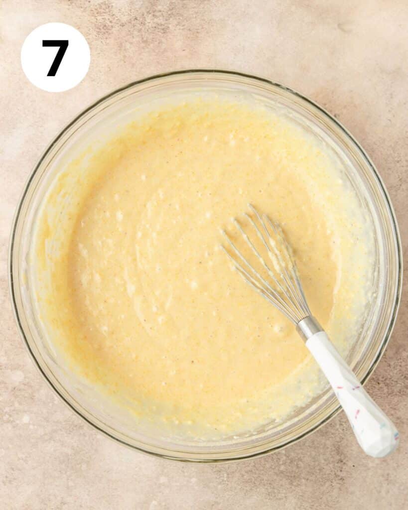 homemade cornbread batter in bowl.