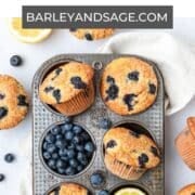 brown butter blueberry muffins pin.
