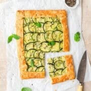 close up of zucchini ricotta galette.