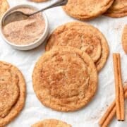 close up of brown butter snickerdoodles.