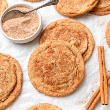 close up of brown butter snickerdoodles.