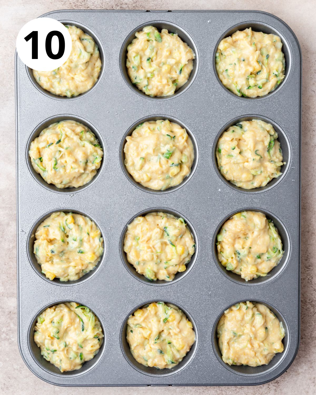 zucchini cornbread muffins before baking.