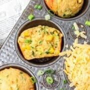 close up of zucchini cornbread muffins.