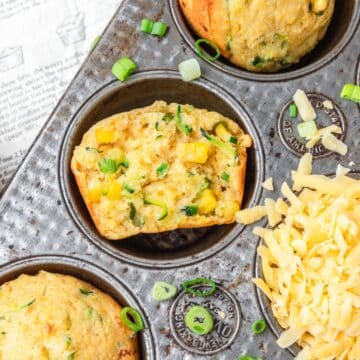 close up of zucchini cornbread muffins.