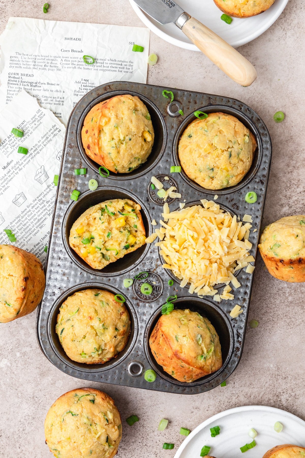 cornbread muffins with zucchini and corn.