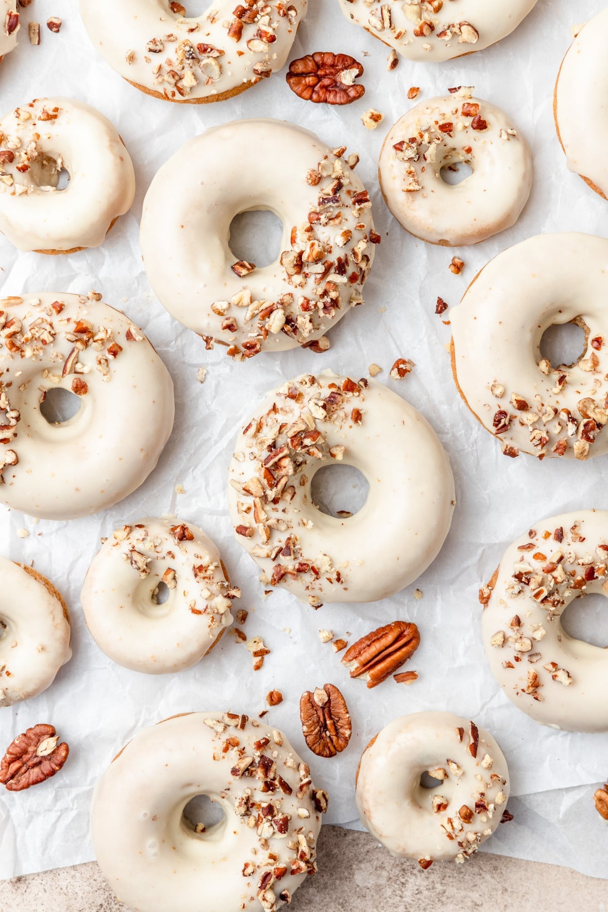 maple pecan donuts with brown butter.
