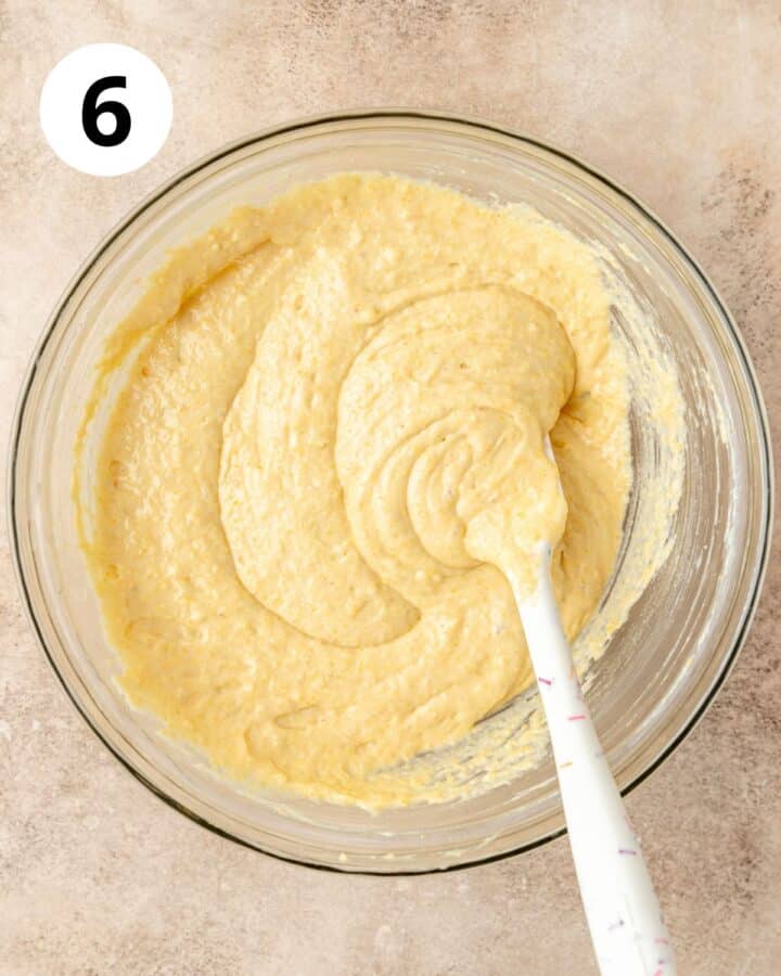 sourdough cornbread batter in bowl.