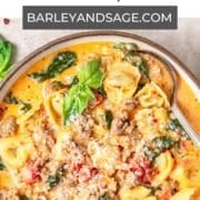 sausage tortellini soup pin.