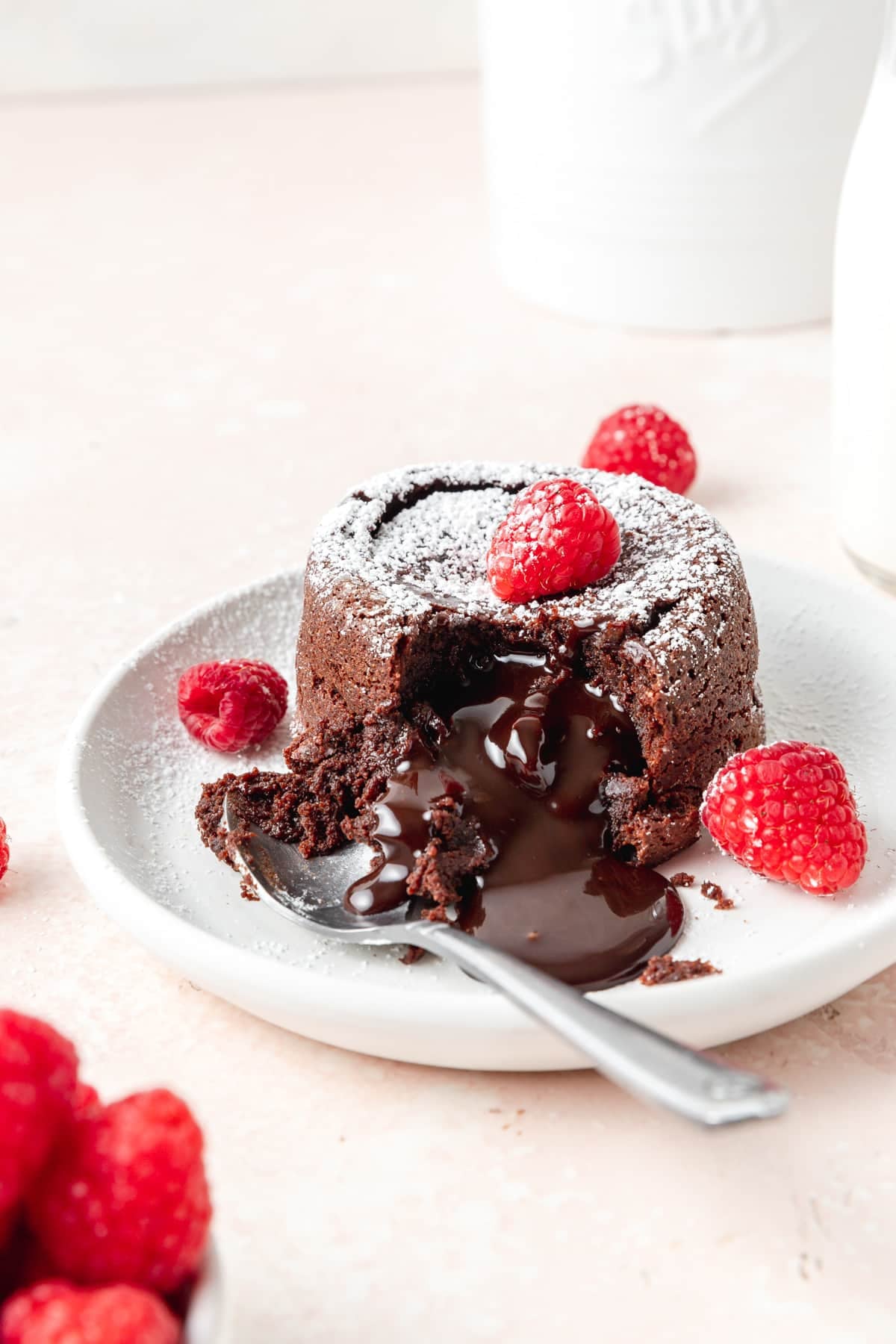 chocolate molten lava cakes with chocolate ganache center.