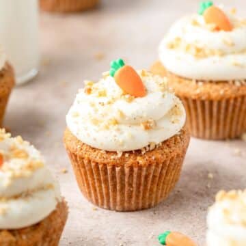 brown butter carrot cake cupcakes with cream cheese frosting.