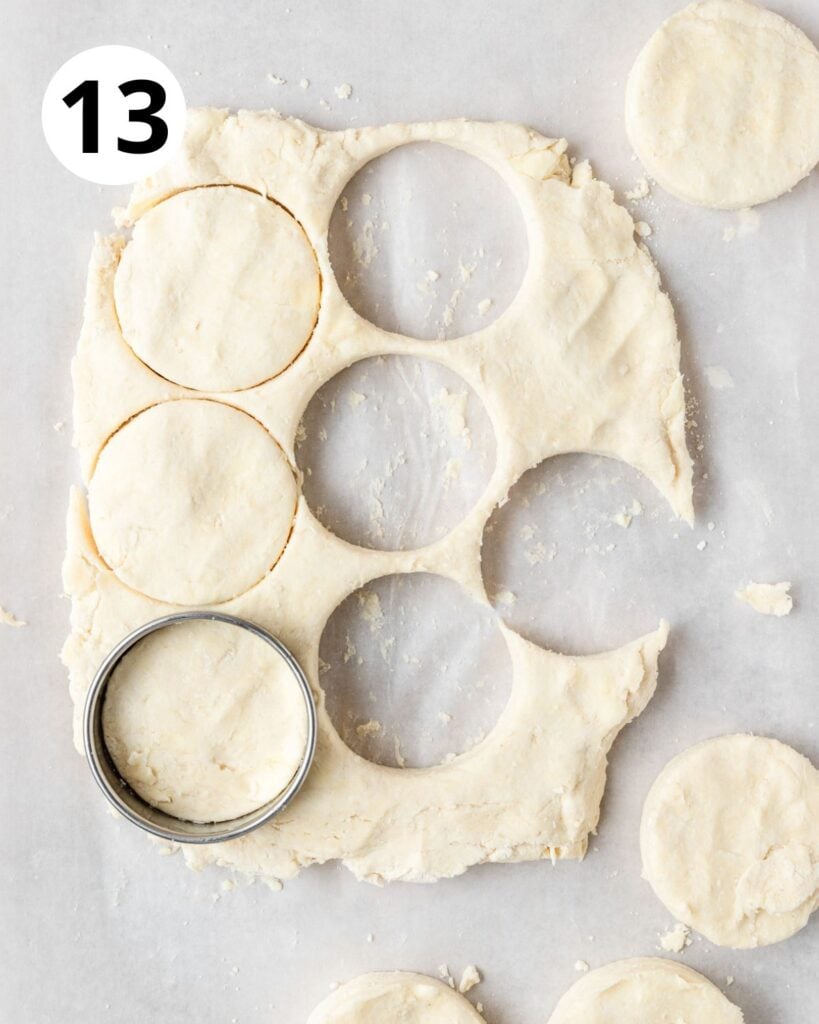 cutting out sourdough biscuits.