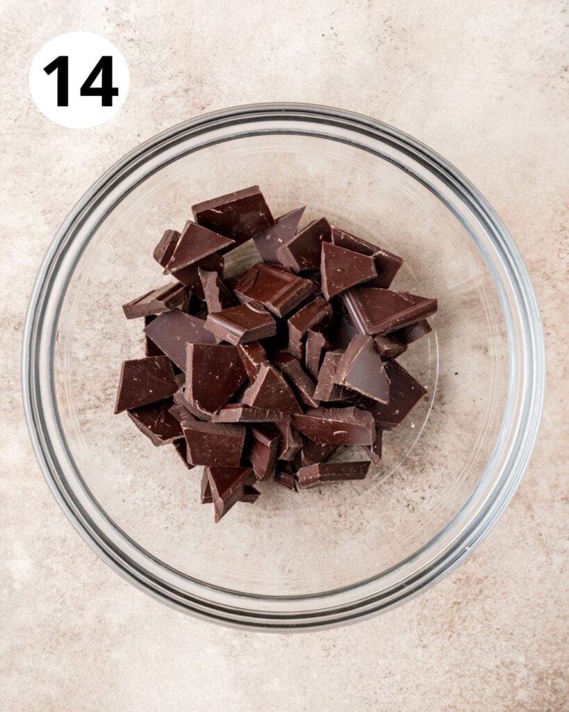 chopped chocolate in bowl.