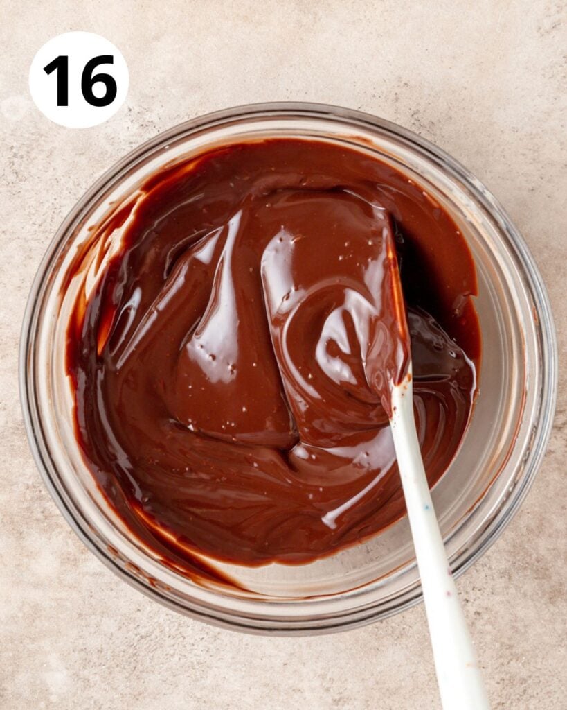 smooth dark chocolate ganache in bowl.
