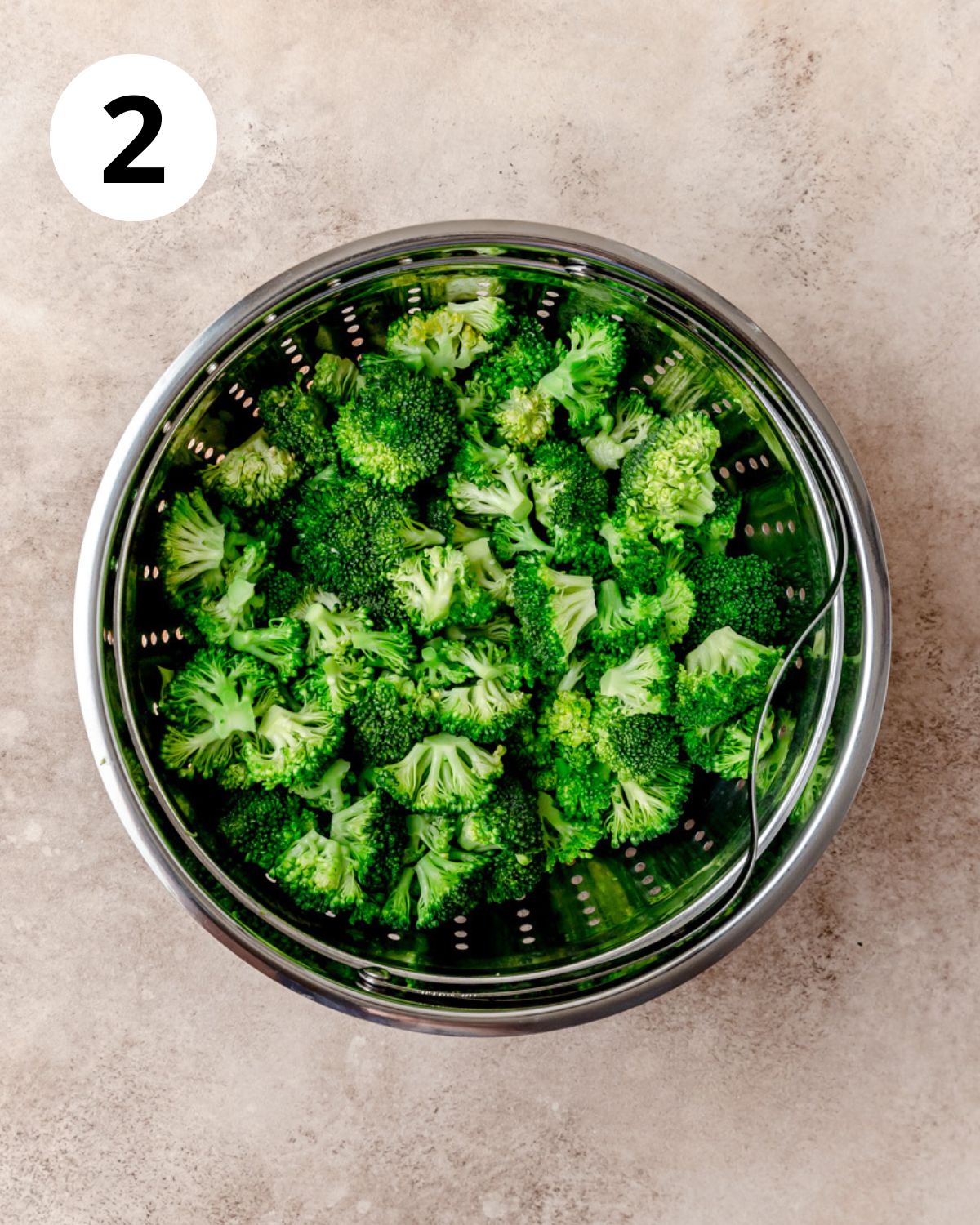 broccoli steamed over pasta water.