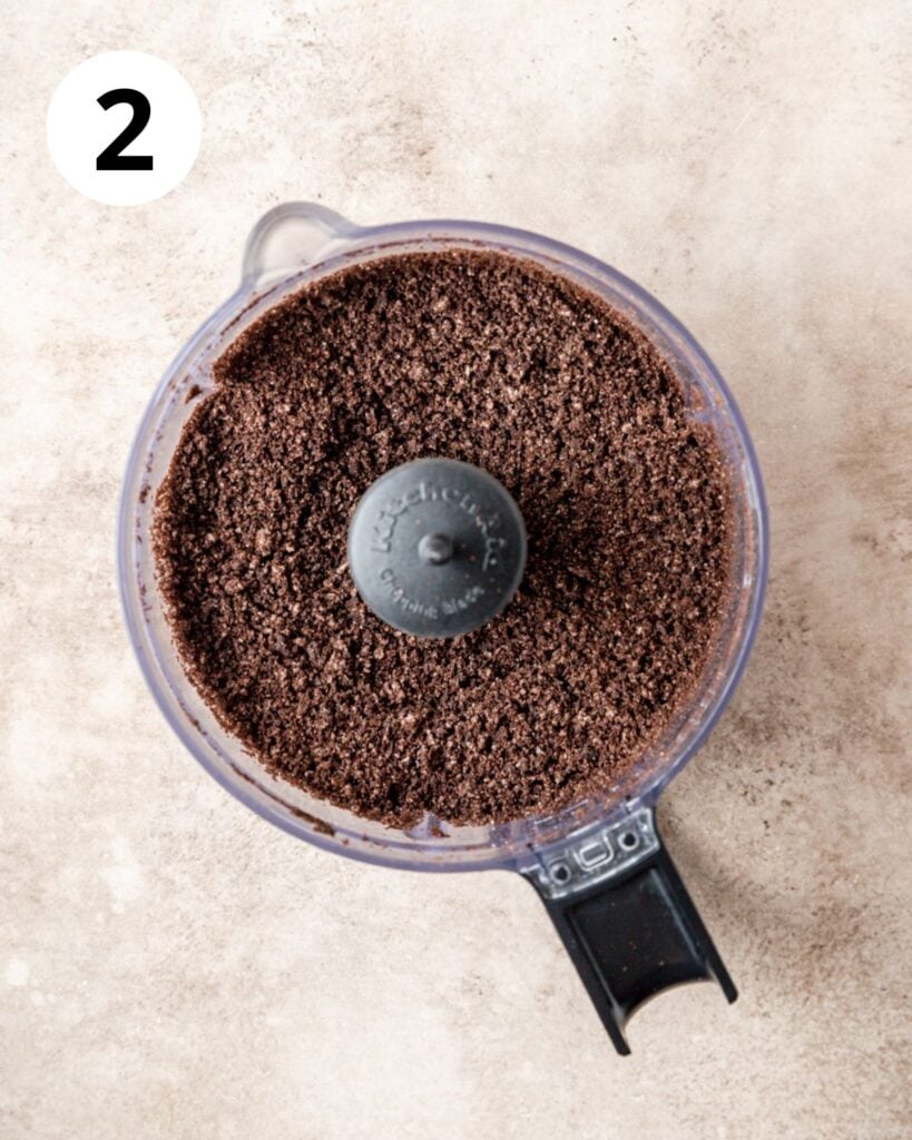 ground Oreos in food processor.