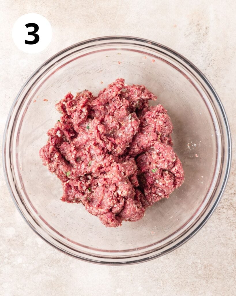 meatball mixture in bowl.