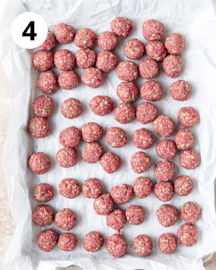 meatballs rolled into 1 teaspoon mini meatballs.