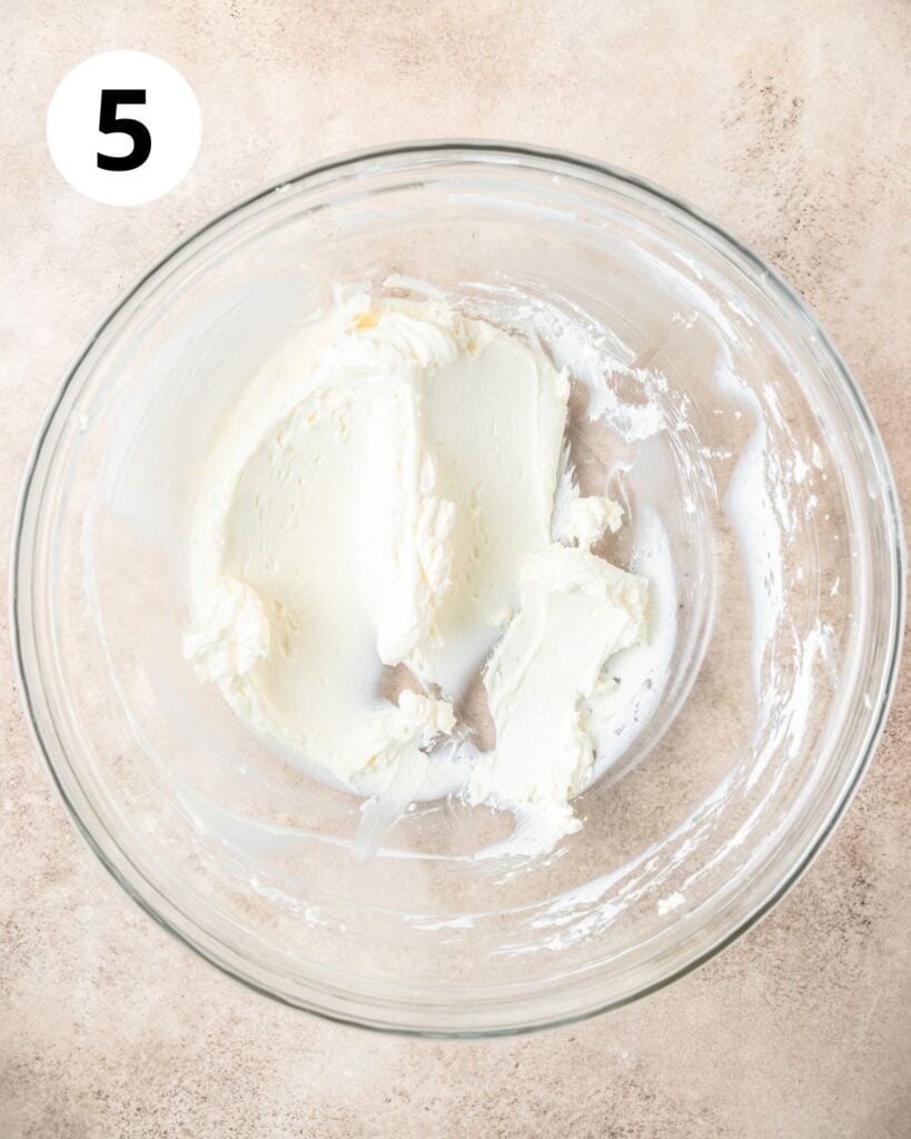 whipped cream cheese in bowl. 