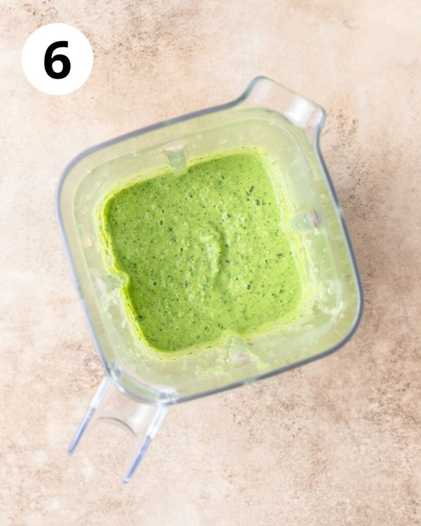 creamy broccoli pesto in blender.