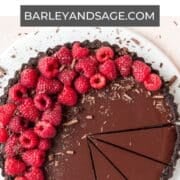 dark chocolate raspberry tart pin.