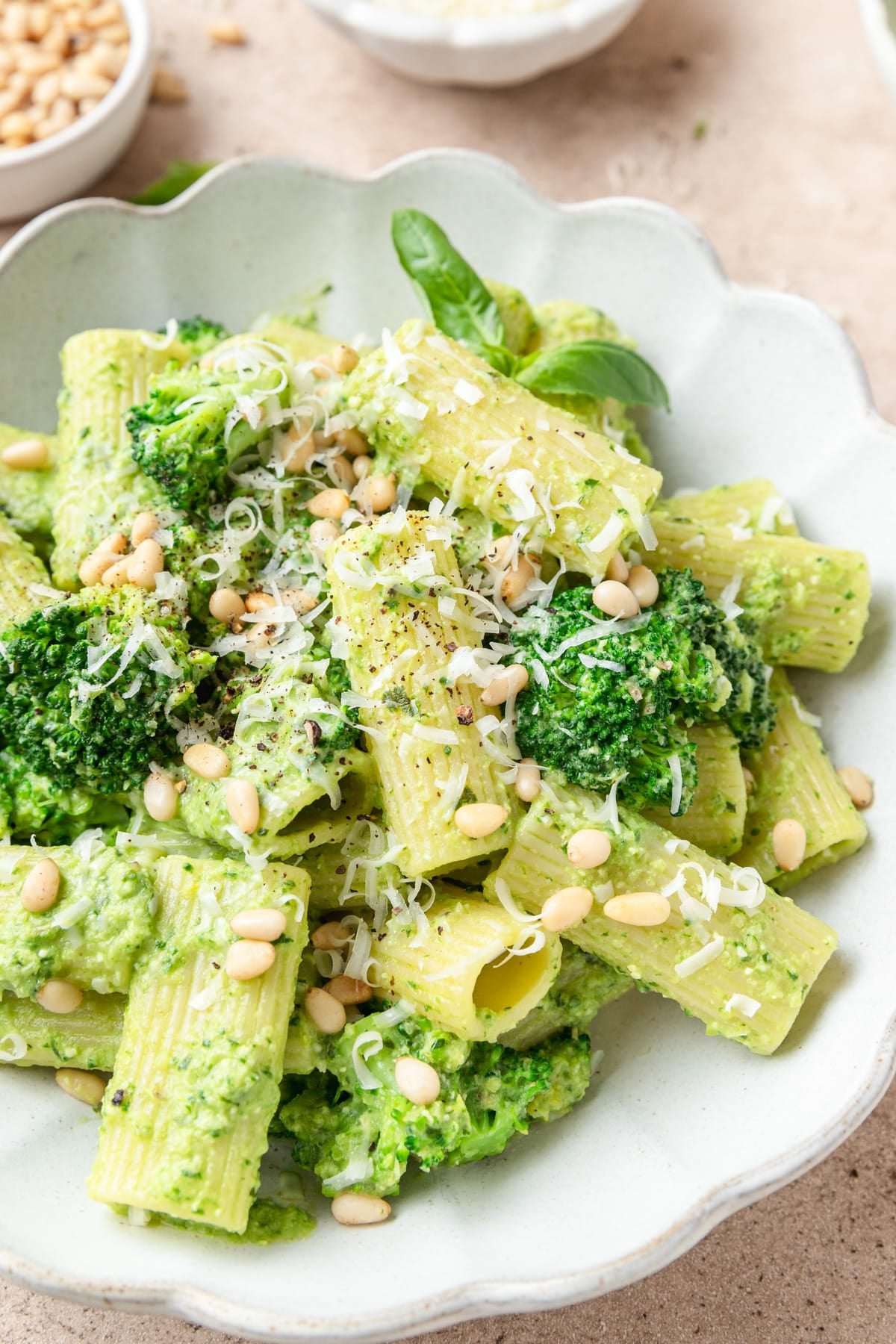 broccoli pasta with pine nuts.
