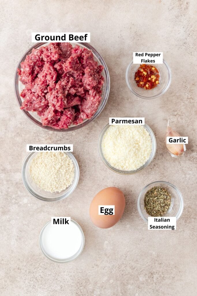ingredients for mini meatballs.