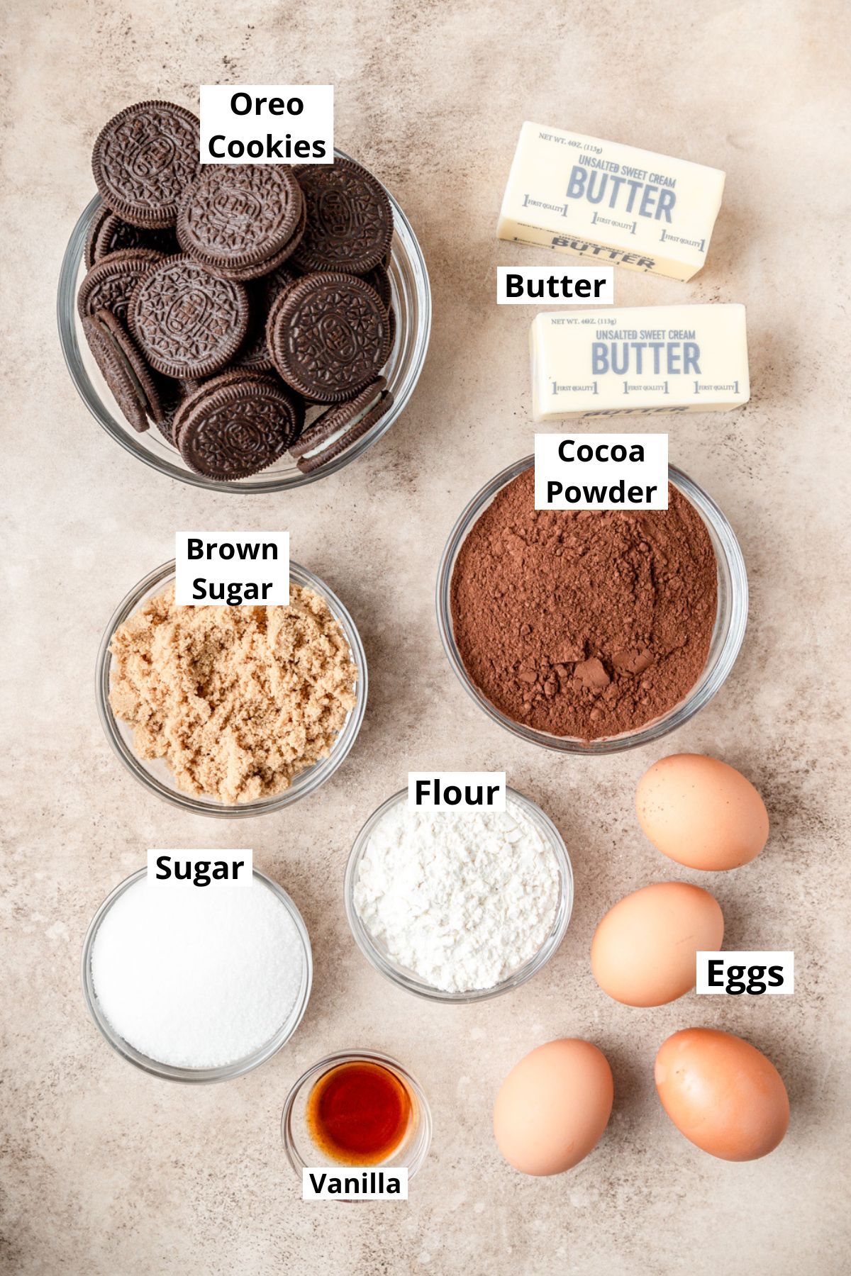 oreo brownie ingredients.