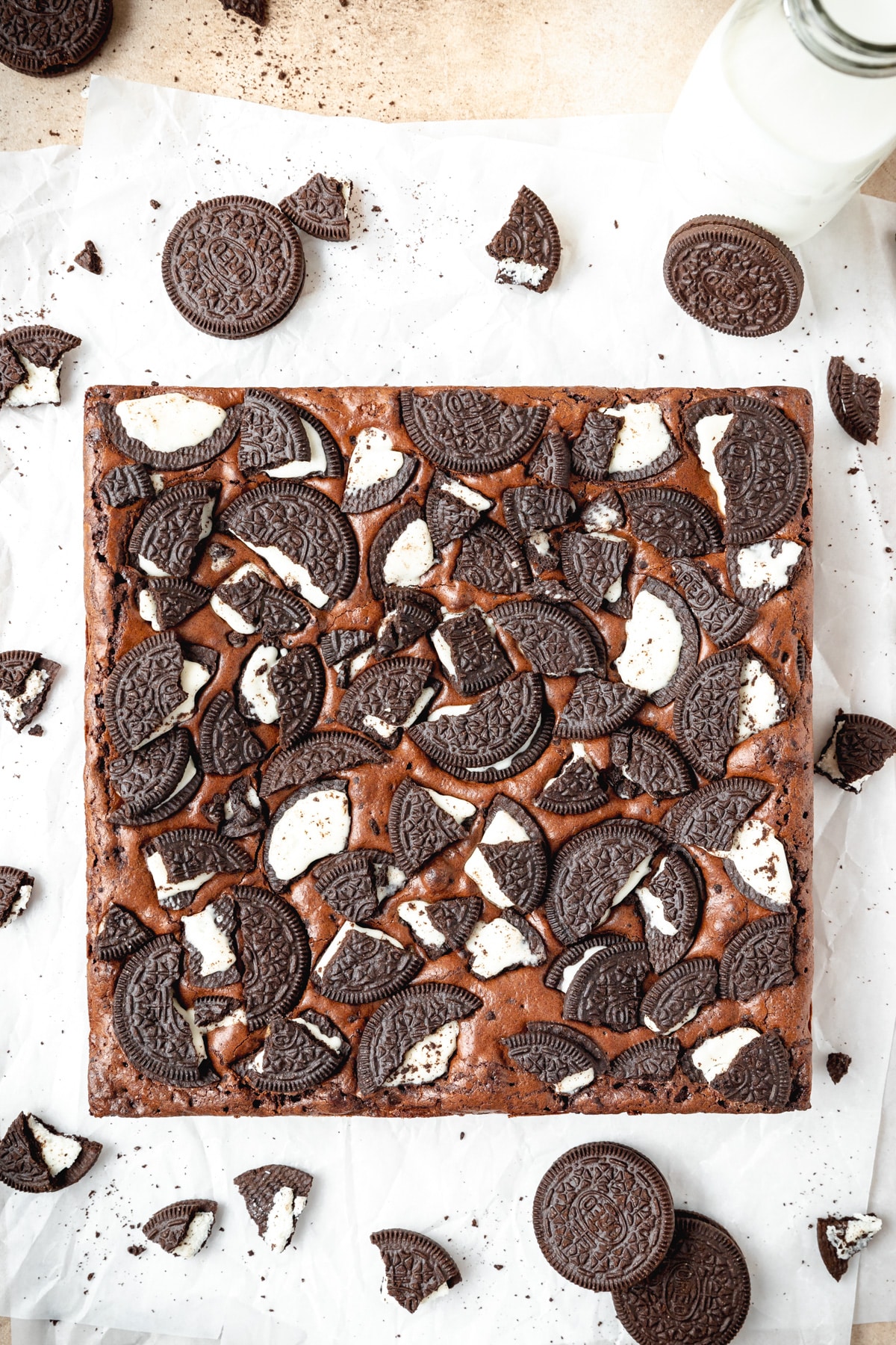 oreo brownies after baking.