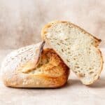 beginner homemade sourdough bread loaf.