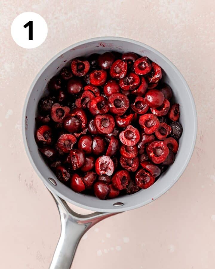 fresh cherries in pot.