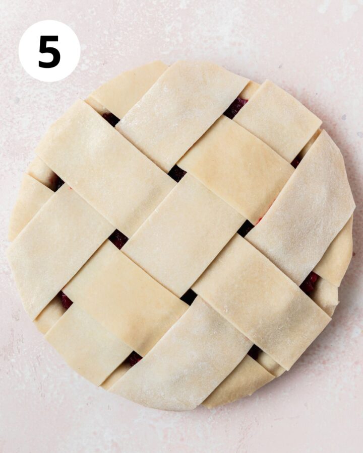 making lattice pie crust topping.