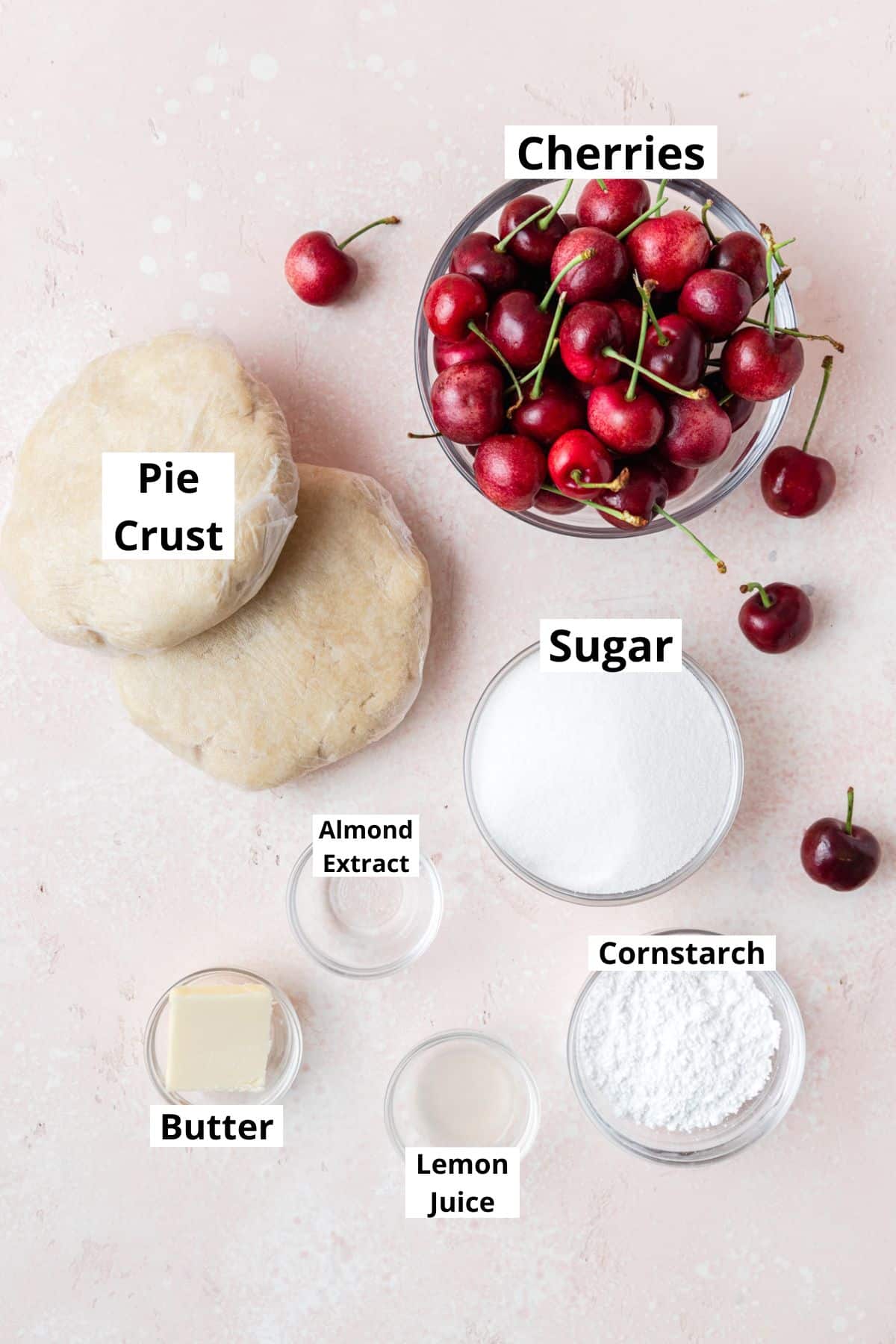 ingredients for homemade cherry pie.
