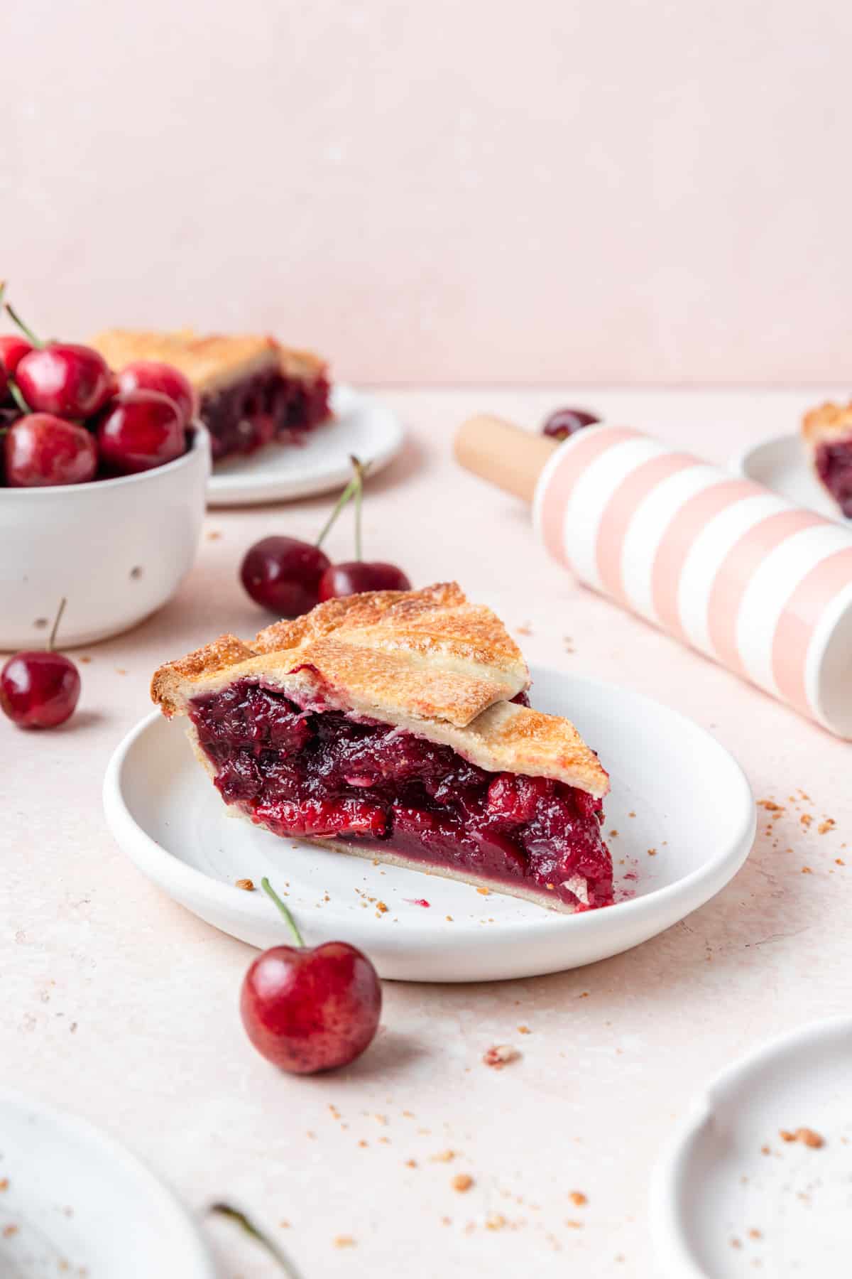 slice of fresh cherry pie.