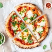close up of sourdough pizza crust.