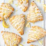 lemon scones with lemon glaze.