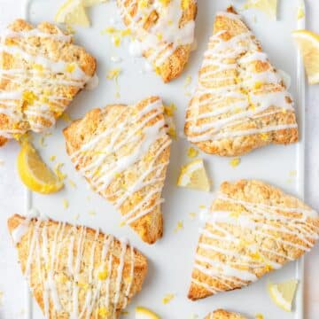 lemon scones with lemon glaze.