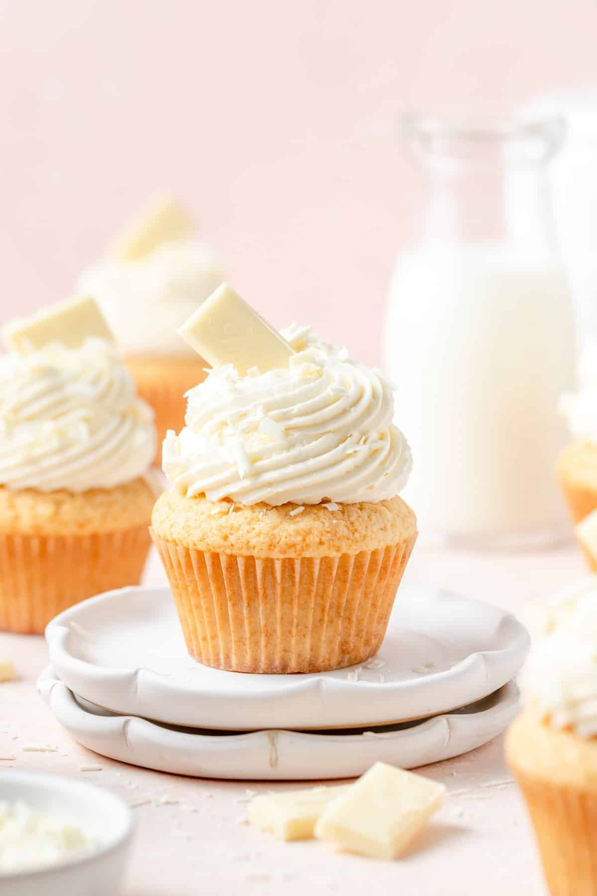 white chocolate cupcakes filled with white chocolate ganache. 