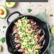 flank steak with corn avocado salsa pin.