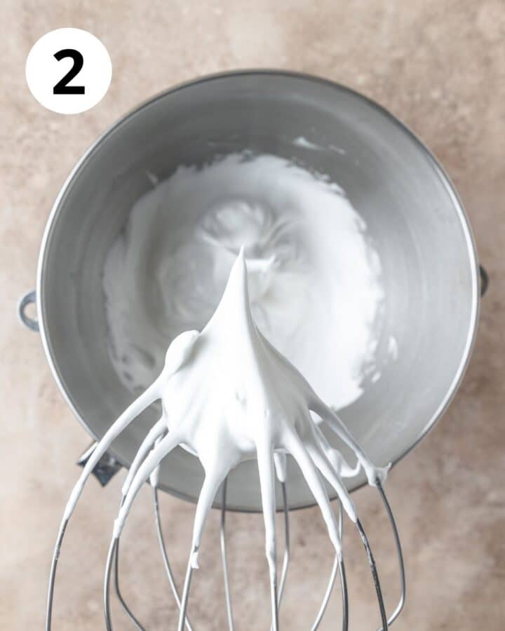 egg whites whipped to stiff peaks.
