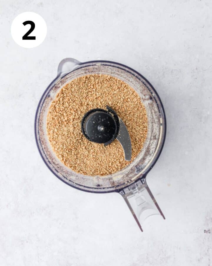 ground up graham crackers in food processor.