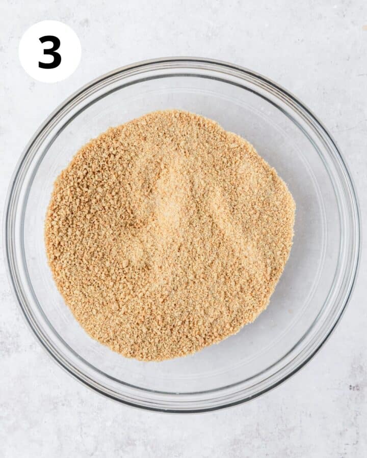 graham cracker crumbs in bowl.