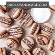 dark chocolate sea salt macarons pin.