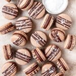 dark chocolate sea salt macarons with chocolate ganache.