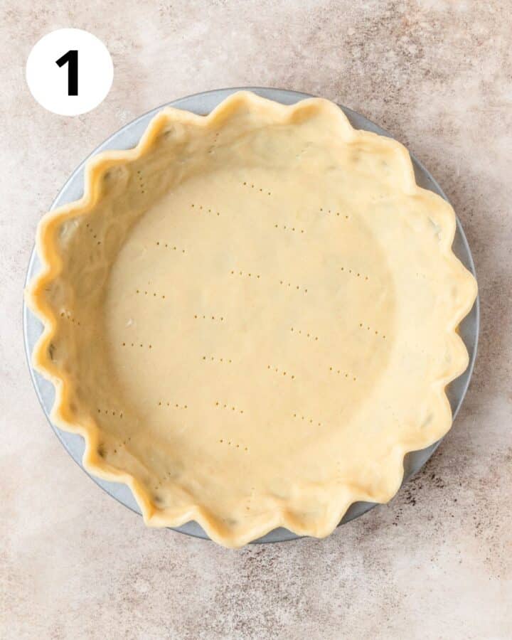 pie dough formed in pie pan.