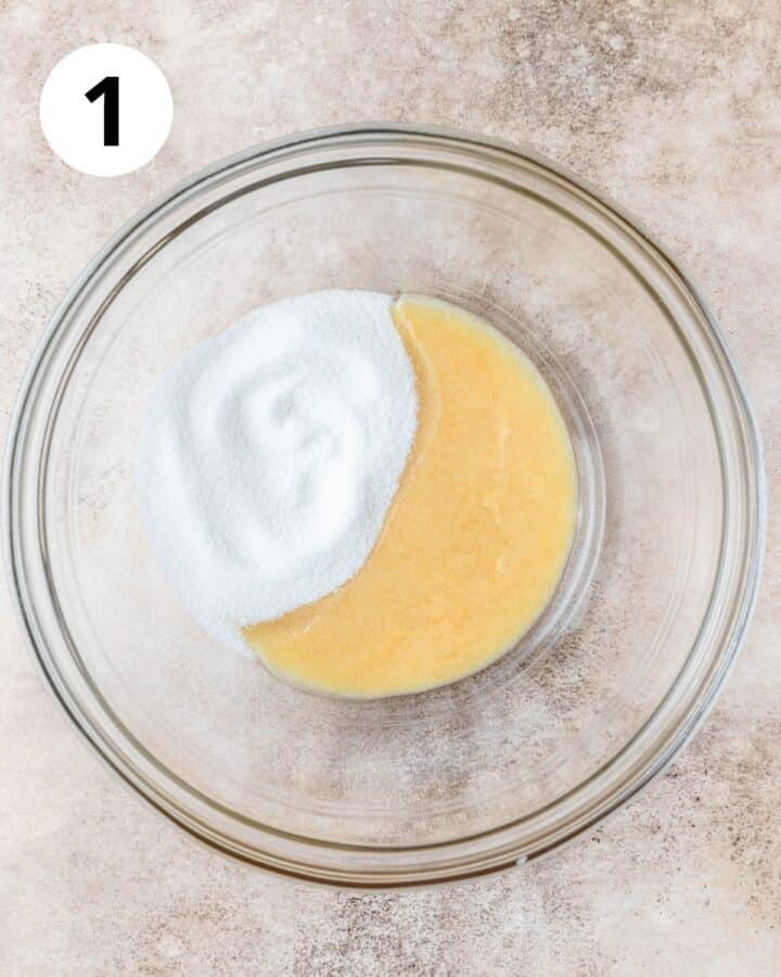 brown butter and sugar in bowl.