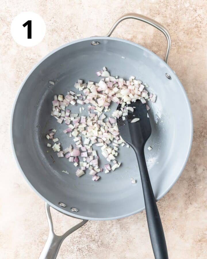 diced shallot and garlic.