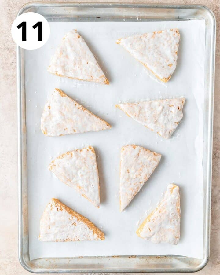 pumpkin scones brushed with cream.