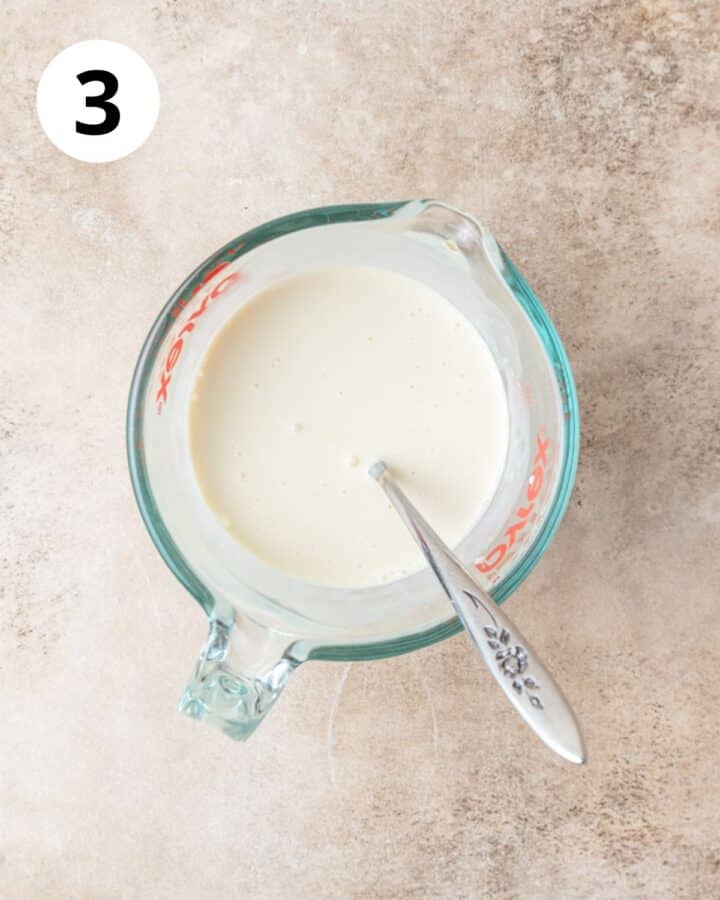 whisking together wet ingredients.