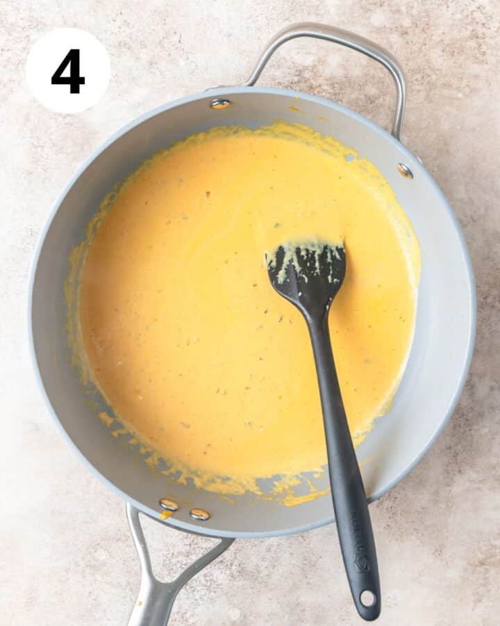 after adding cream to sauce.